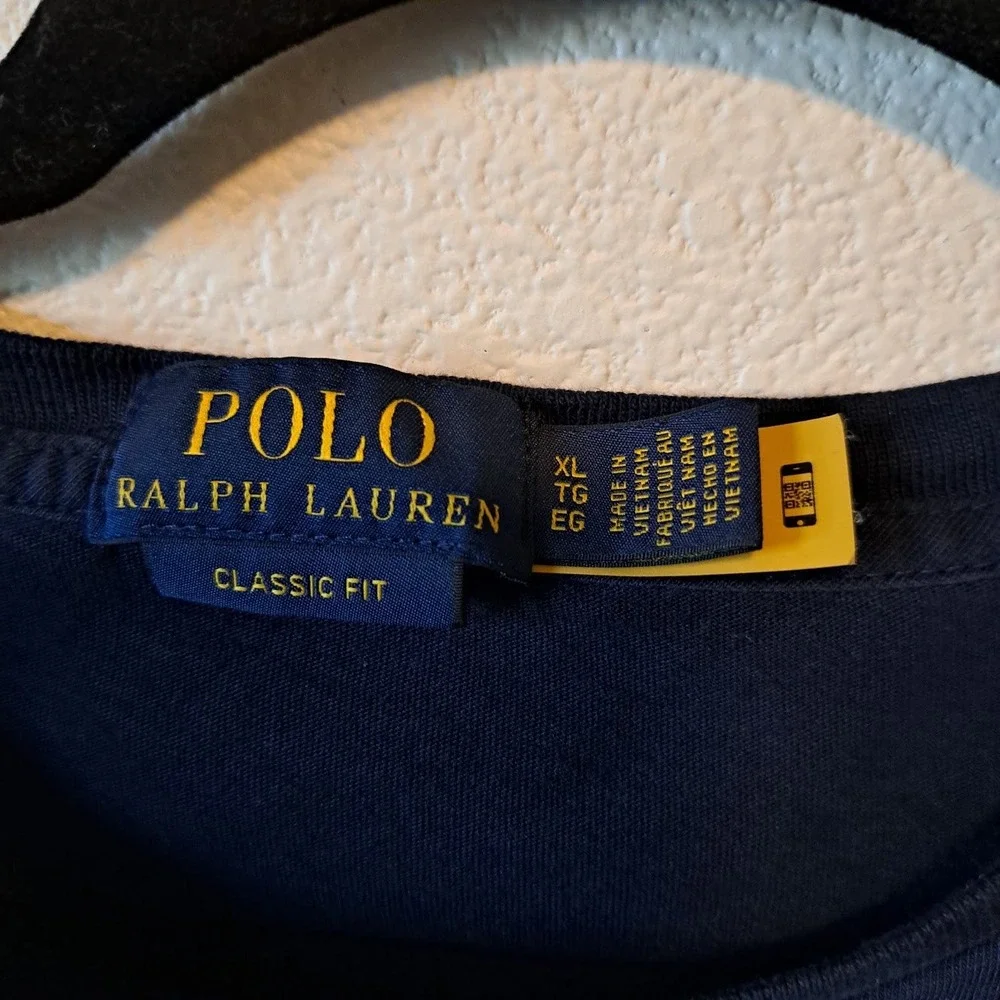 Polo Ralph Lauren Mens XL Navy Blue Spellout Applique Classic Fit T-Shirt